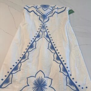 Lilly Pulitzer White Dress with Blue Embroidery